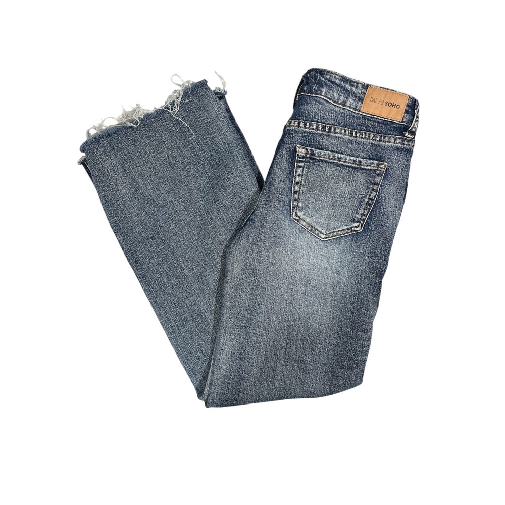 LOVE SOHO Women's Distressed Cutoff Jeans Sz 7 – Frayed Hem Denim 30W 29L